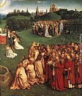 Famous Ghent Paintings - The Ghent Altarpiece Adoration of the Lamb [detail right]